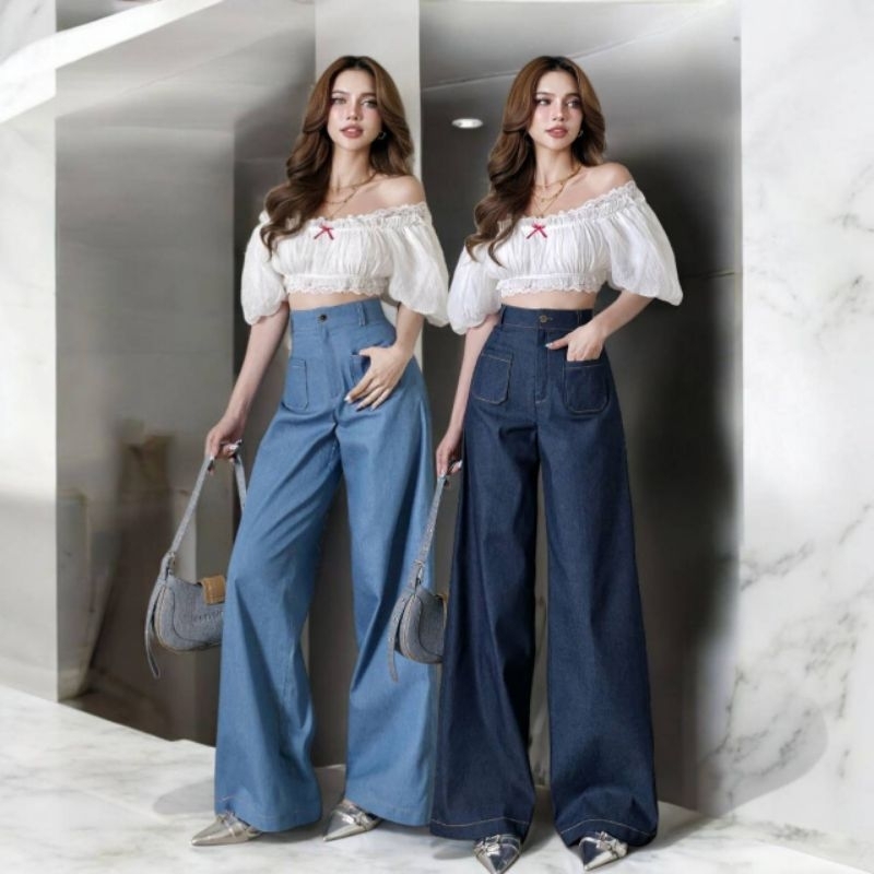 #COTTON CANDY 🍭กางเกงขายาวผ้ายีนส์เนื้อบาง New Berry vintage jeans