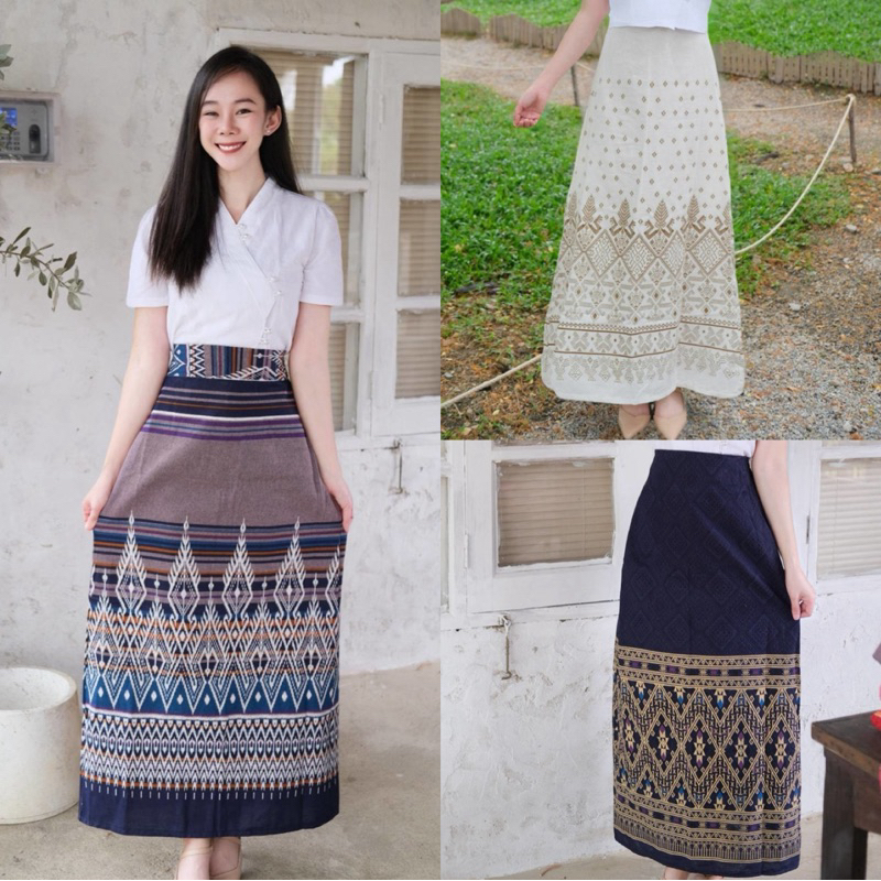 [พร้อมส่ง] กระโปรงผ้าฝ้ายเอวสง ซิปซ่อน ไซส์24-32“ M/L ใส่ไปวัดหรือทำงานได้ ผู้หญิง Women Clothing Skirt ผ้าซิ่น เสื้อผ้า