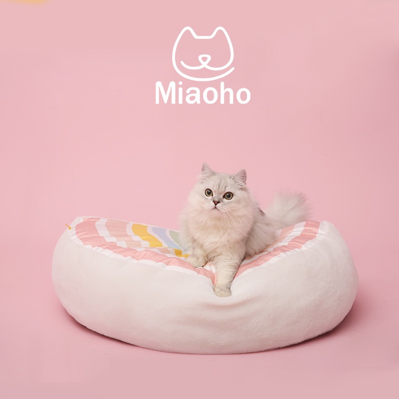 Miaoho Rainbow Pet Sofa ที่นอนสัตว์เลี้ยง ลายสายรุ้งและลายการ์ตูนน่ารัก ใหญ่ หนานุ่ม หลับสบาย