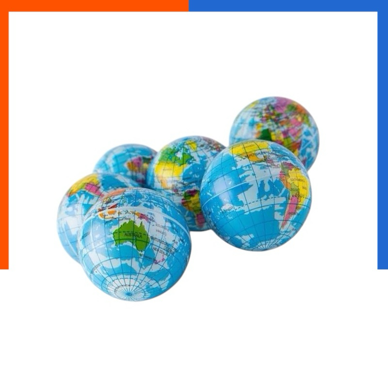 ลูกโลก แผนที่โลก ลูกบอลนิ่ม [1 ลูก] คุณภาพสูง แถมถุงตาข่ายใส่ บอลยาง บอลบีบ บริหารกล้ามเนื้อมือ เพื่อสุขภาพ US.Station