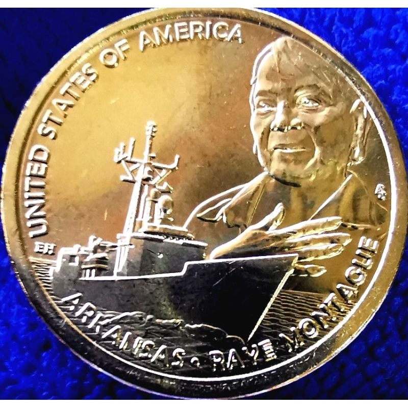 เหรียญ​สหรัฐอเมริกา​ USA, 1 Dollar, (รุ่น​ Innovation, Arkansas), #4624, ไม่​ผ่าน​ใช้​ UNC