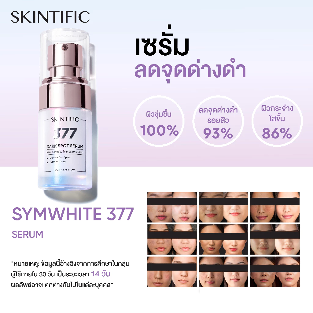 [สินค้าขายดี]SKINTIFIC Symwhite 377 Dark Spot Serum 377 เซรั่มบำรุงผิวหน้า จุดด่างดำแลดูจางลงภายใน 14 วัน สกินแคร์ thumbnail 3