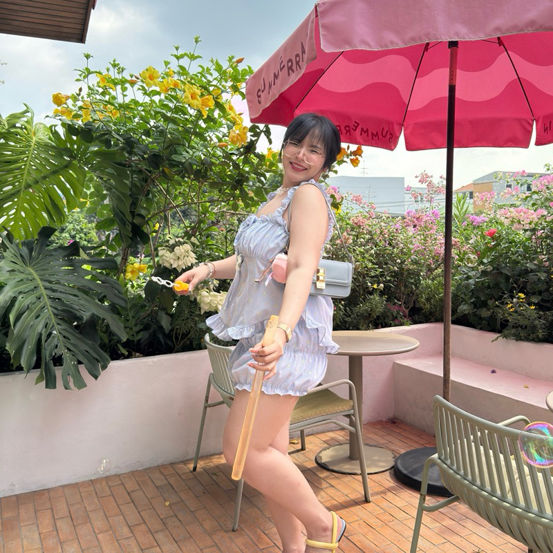 Mochi Set (โมจิเช็ต) เสื้อสายเดี่ยว+กางเกงขาสั้นทรงจั้มขา 🧋🍰🍫🍧 | Geebeety - รูปที่ 3