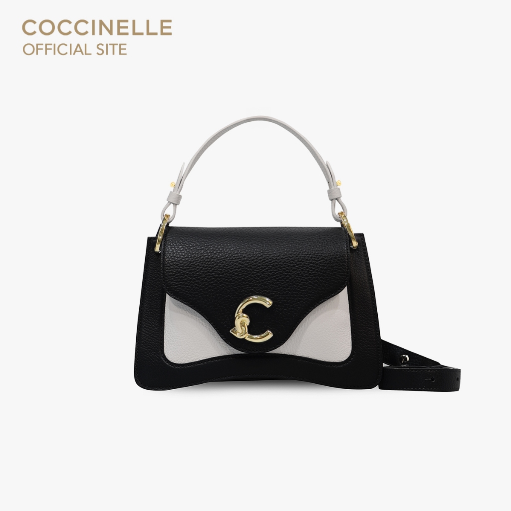 COCCINELLE กระเป๋าถือผู้หญิง รุ่น C-ME TOP HANDLE BAG 180201 สี MIDNIGHT BLUE/BLANCO