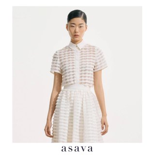 [asava ss25] Aleyna Pleated Shirt เสื้อเชิ้ตผู้หญิง แต่งดีเท…
