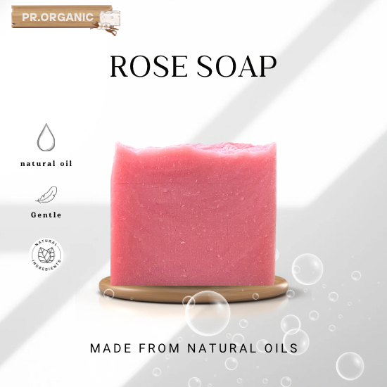 สบู่กุหลาบ Rose Soap สบู่น้ำมันกุหลาบ สบู่น้ำมันธรรมชาติ 90 กรัม