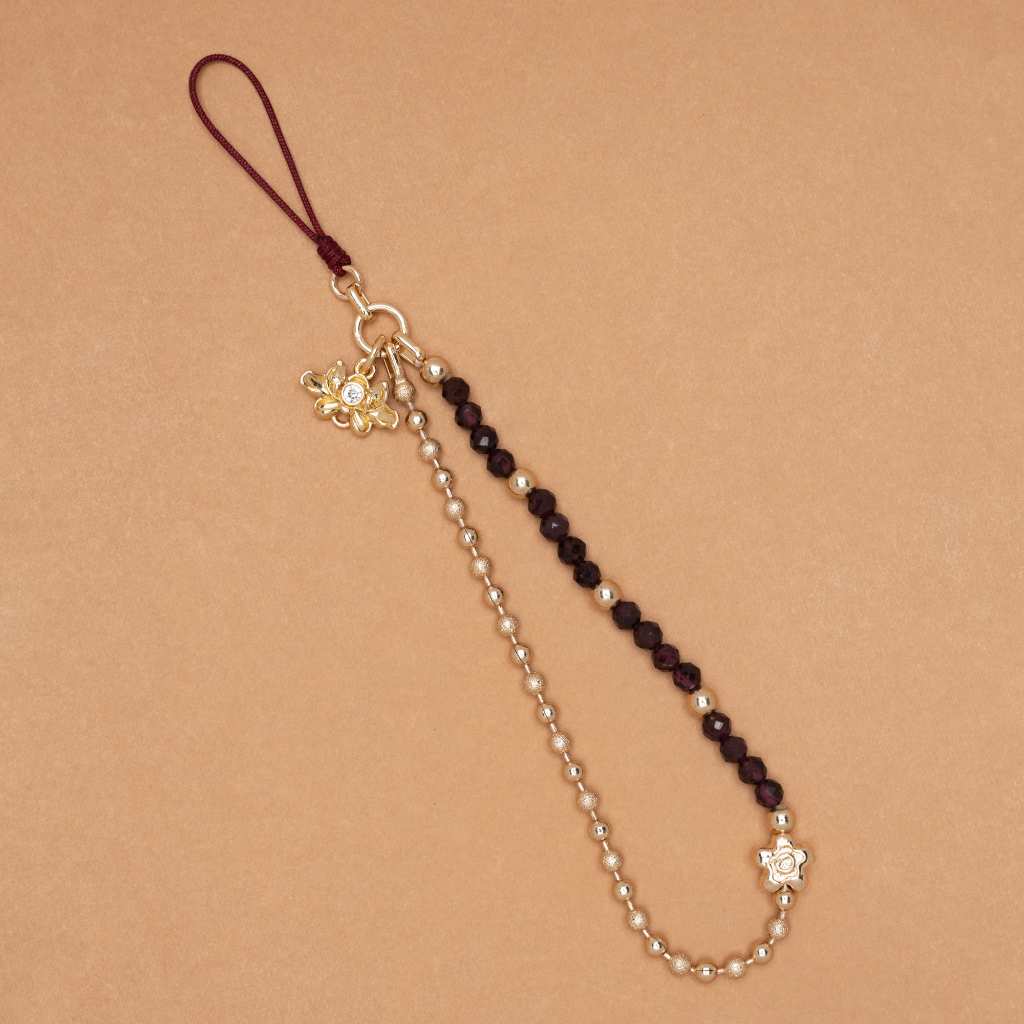 GARNET - KEYCHAIN LUCKY CHARM   พวงกุญแจหินมงคลแถมฟรีจี้ 1 ชิ้น