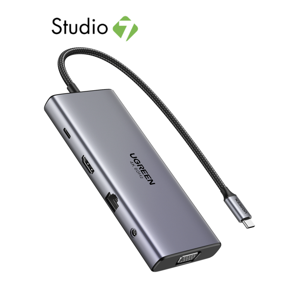 ยูเอสบีฮับ Ugreen 11-in-1 USB-Cx2 USB-C 3.2+USB-A 3.2+USB-A 3.0+HDMI+VGA+RJ45 Gigabit 45520 Gray by 