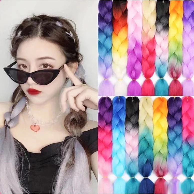 พร้อมส่ง ไหมถักผม แฮร์พีช รุ่น 2-3-4 สี รวม 40 เฉดสี ไหมถักเปีย ไหมไฟเบอร์ ไหมต่อผม ยาว 60cm