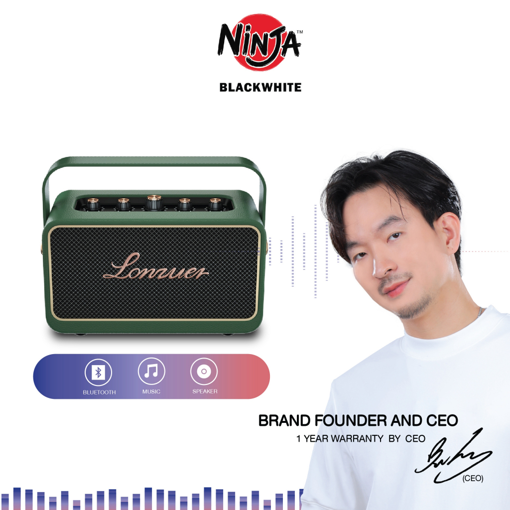 Blackwhiteth Lonzuer INNOVATION ลำโพงบลูทูธ รับประกัน 1 ปี