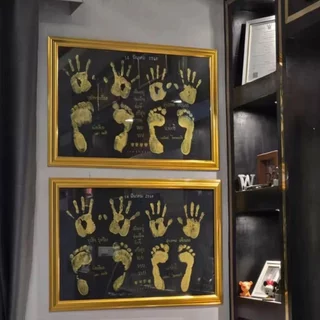 ชุดอุปกรณ์ประทับรอยมือรอยเท้าพ่อแม่และลูก ชุดพิมพ์มือและเท้าที่รอบคอบ อุปกรณ์พิมพ์มือและเท้าครบชุด ชุดพิมพ์มือและเท้าทอง