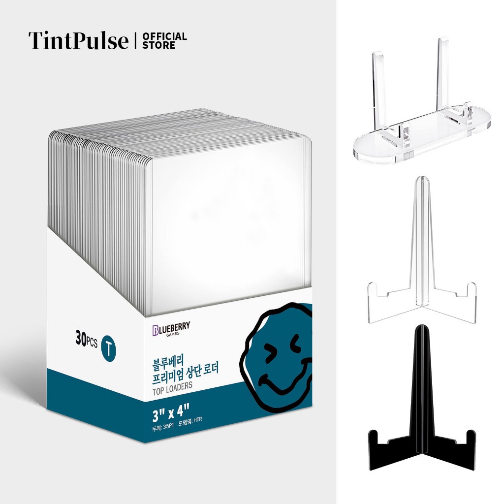 30ชิ้น Blueberry Toploader ใส่การ์ด ขาตั้ง ชุดเซ็ต ถนอมการ์ด เฟรมการ์ด Pokemon Kpop 3"x4" BERYFAM