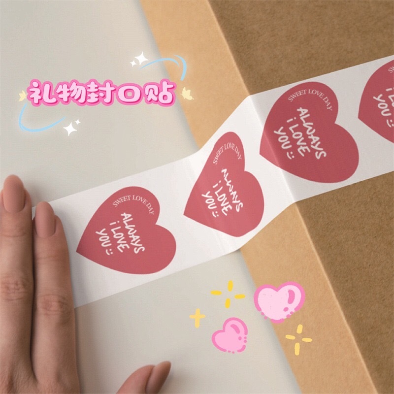 พร้อมส่ง สติ๊กเกอร์ Thank You 500 ชิ้น/ม้วน ลายหัวใจ สําหรับตกแต่งสแครบบุ้คสติ๊กเกอร์ขอบคุณ