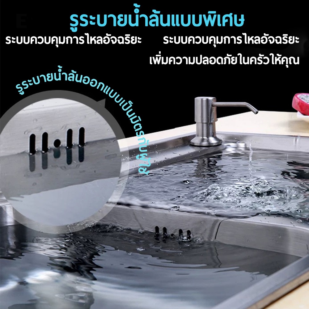 GERMANY อ่างล้างจาน สแตนเลส 2 หลุม ขนาด SUS 304 สแตนเลส ซิงค์ล้างจาน ซิ้งล้างจาน อ่างสแตนเลส ส่งฟรี+รับประกัน1ปี
