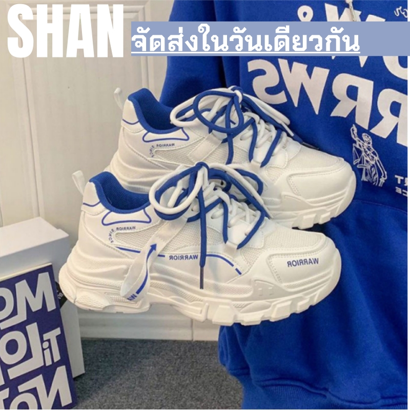 🚚 จัการจัดส่งในประเทศไทย-รองเท้ากีฬานักเรียนระบายอากาศตาข่ายหนาแต่เพียงผู้เดียวแฟชั่นรองเท้าลำลอง