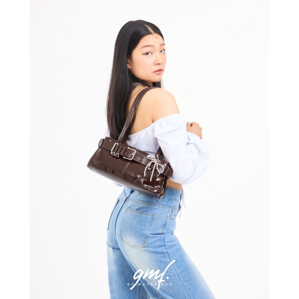 กระเป๋าสะพาย Maynie Gomatchfun กระเป๋าหนังแท้ หนังเงา