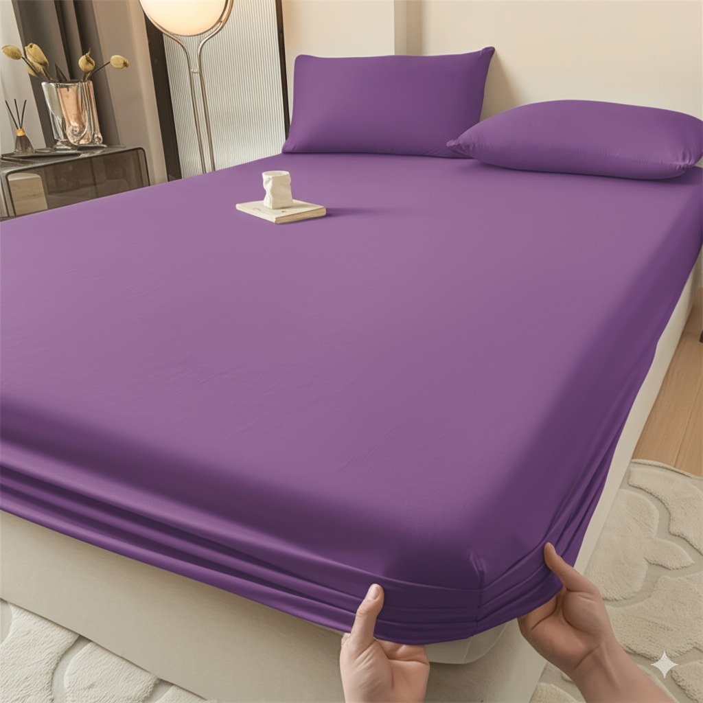 ผ้าปูที่นอนสีพื้น5ฟุต เฉพาะผ้าปูที่นอน สฺูง12นิ้ว เนื้อนุ่มสบาย ระบายอากาศดี ยางยืดความยืดหยุ่นสูง 360 องศา ราคา ถูกที่สุด ดีลบีเคเค แกลเลอรีภาพที่ 9
