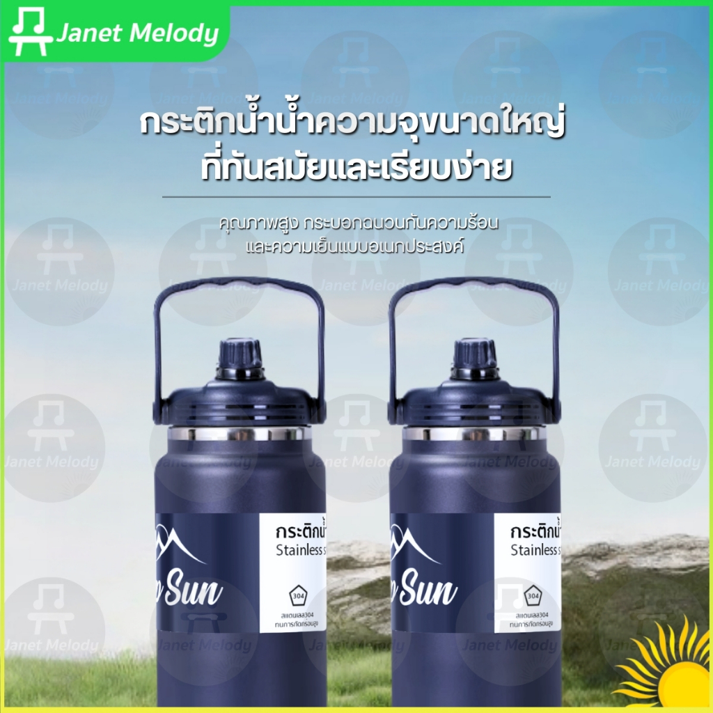 Janet แก้วเก็บอุณหภูมิ กระติกน้ำแสตนเลส แก้วเก็บความเย็น เกรดสแตนเลส 304 มีหลอดให้ในตัว หูหิ้วพกพา ราคา ถูกที่สุด ดีลบีเคเค แกลเลอรีภาพที่ 3
