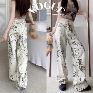 Vogue🌟พร้อมส่ง🌟 กางเกงขายาวเอวสูง ลายงูสีครีม เท่ไม่ซ้ำใคร (…