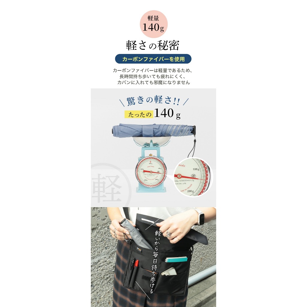 [Waterfront official brand store] Skinny Light fold 60cm umbrella big but compact size