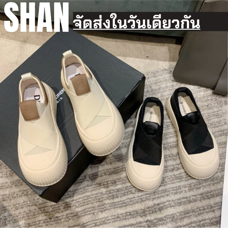 🚚จัดส่งจากไทย - รองเท้าสีขาว, สลิปออนลำลอง, รองเท้าผ้าใบตาข่ายระบายอากาศ, รองเท้าลำลองส้นแบน, อินเทรนด์, ระดับไฮเอนด์,