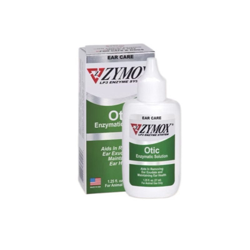 Zymox otic plus สีเขียว ผลิตภัณฑ์สำหรับช่องหูอักเสบ ติดเชื้อรา แบคทีเรีย ยีสต์ สำหรับสุนัขและแมว 37m