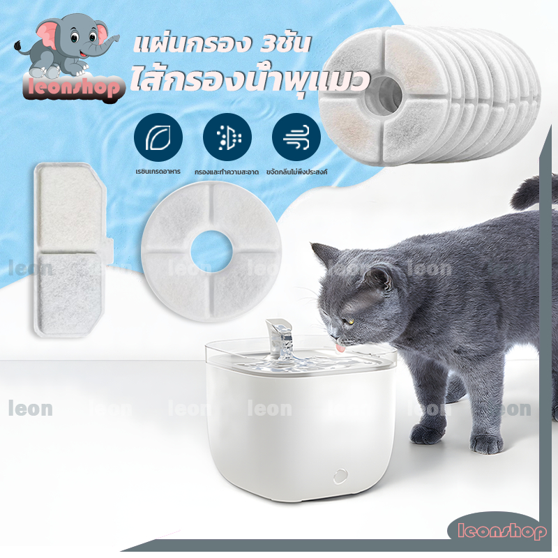 ไส้กรองน้ำพุแมว กรองน้ำพุแมว กรองน้ำแมว แผ่นกรองน้ำพุ น้ำพุแมว Filter element แผ่นกรอง 3ชั้น วงกลม/แถบยาว