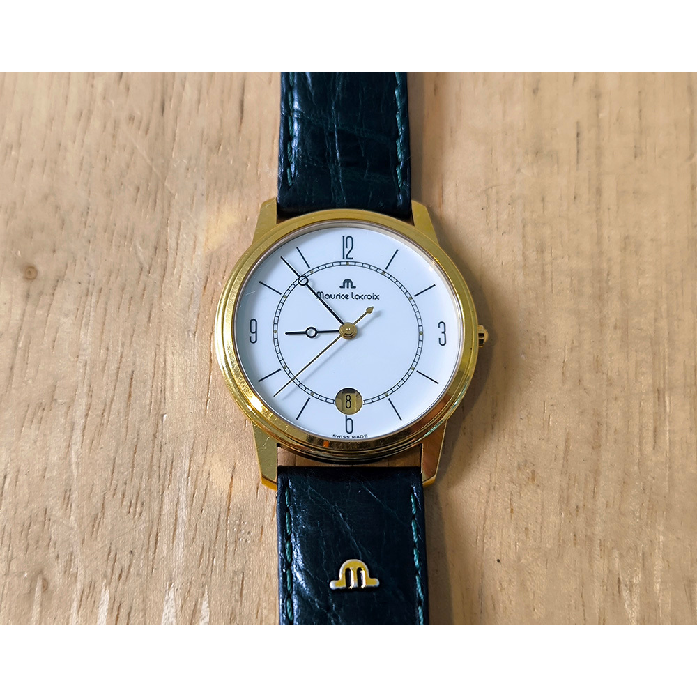 นาฬิกามือสอง  Maurice Lacroix เรือนทอง สายหนังดำออกเขียว