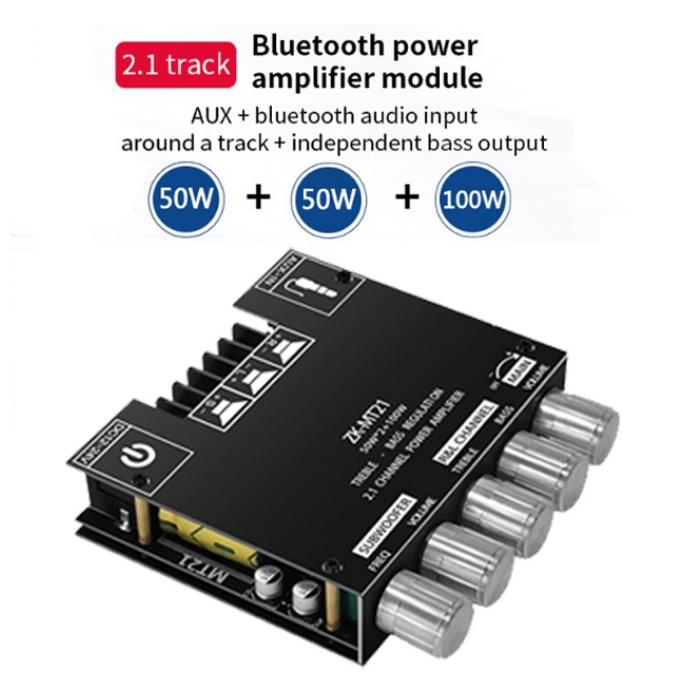 แอมป์จิ๋ว ZK MT21 แอมจิ๋ว บลูทู ธ 5.0 ซับวูฟเฟอร์เครื่องขยายเสียง กำลังขับ 2*50W + ซัพ 100W ซิฟ ระบบ 2.1ch