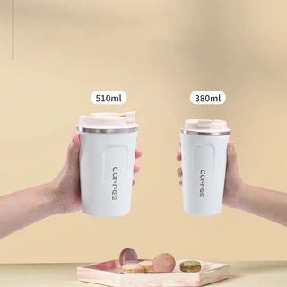 แก้วกาแฟร้อน 380/510ML แก้วกาแฟ แก้วเก็บความร้อน กระติกน้ำ พร้อมฝา สแตนเลส พกพาสะดวก T01248