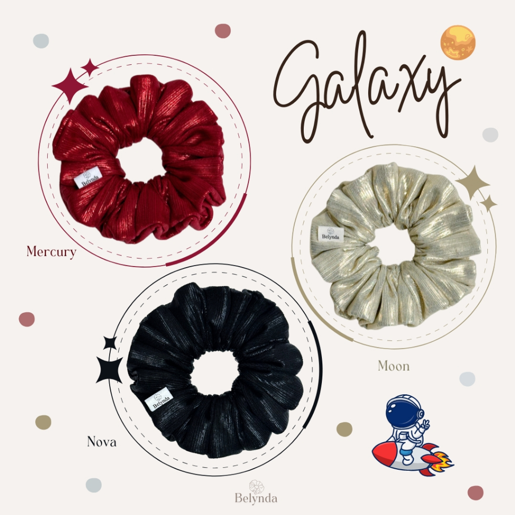Belynda ♥ Scrunchies ♥ Galaxy 2 ♥ ผ้ากลิตเตอร์ ยางรัดผมโดนัท รุ่นกาแล็กซี