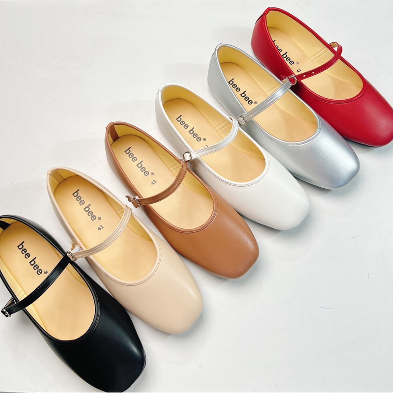 รองเท้าแมรี่เจน(PU-234)น้ำหนักเบาใส่สบายใส่แล้วเท้าเรียวสวยสายปรับระดับได้