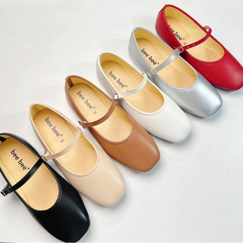 รองเท้าแมรี่เจน(PU-234)น้ำหนักเบาใส่สบายใส่แล้วเท้าเรียวสวยสายปรับระดับได้