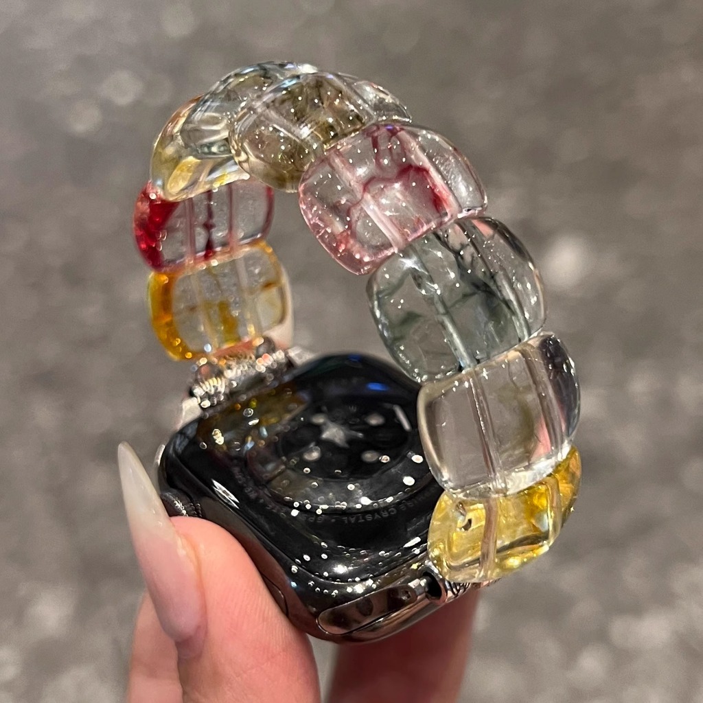 สำหรับ iwatch10 แอปเปิ้ลสายคล้องคอคริสตัลธรรมชาติหินนาฬิกาสายคล้องคอสำหรับ AppleWatchs456789s7s8