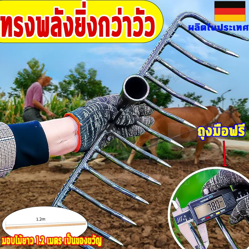 คราด คราดเหล็ก คราดหญ้า คราดใบไม้ คราดขยะ หัวคราดไร้ด้าม หัวคราดหญ้า (7/9/11/13ฟัน) เหล็กทรงไทย แข็งแรง
