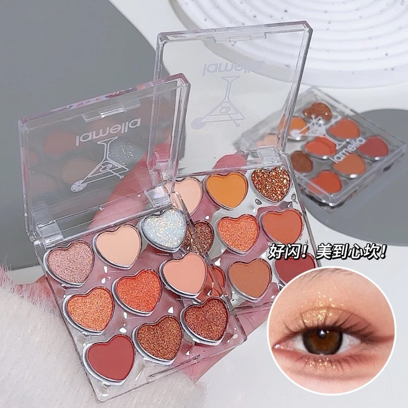 NO.5176 พาเลตต์อายแชโดว์ 9 สี เนื้อแมตต์ มุก ควัน ติดทนนาน กันน้ํา แต่งหน้า ตา เหมาะสําหรับวันหยุด วันวาเลนไทน์ ปาร์ตี้