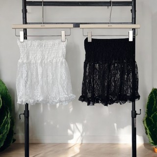 Atipashop - JASMINE TUBE เสื้อเกาะอก ลูกไม้ ขอบสม็อค