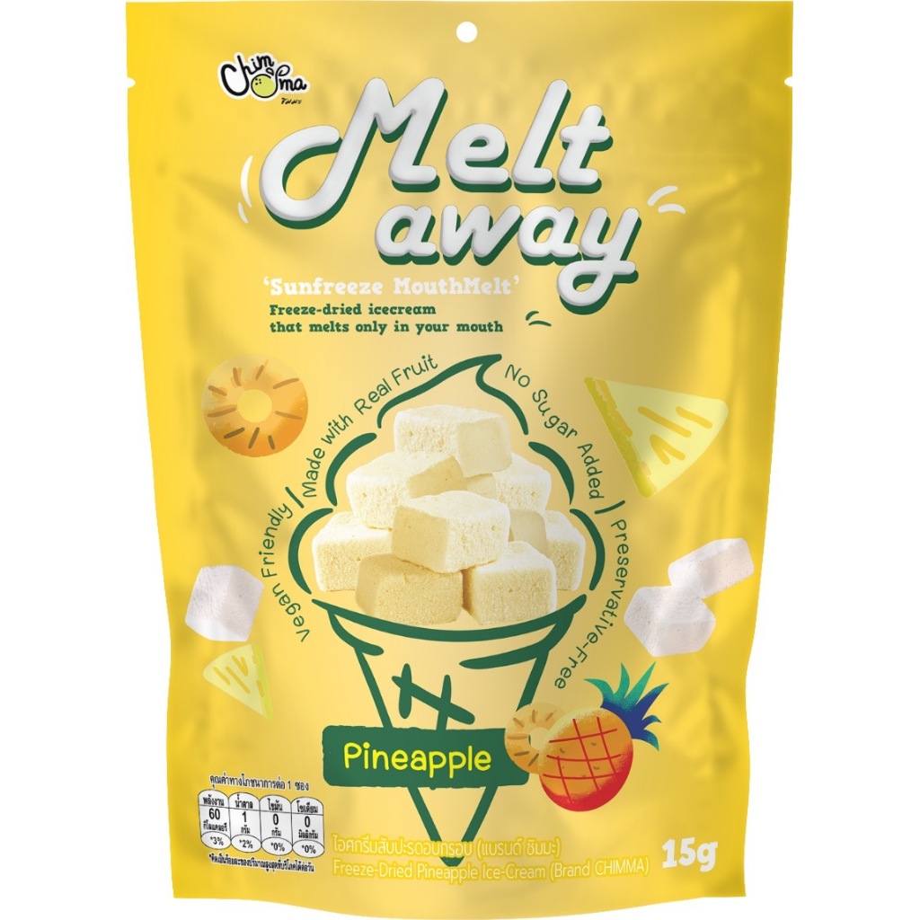 Melt away Pineapple No Fridge needed Vegan Ice-cream (ไอศกรีมฟรีซดราย รสสับปะรด)