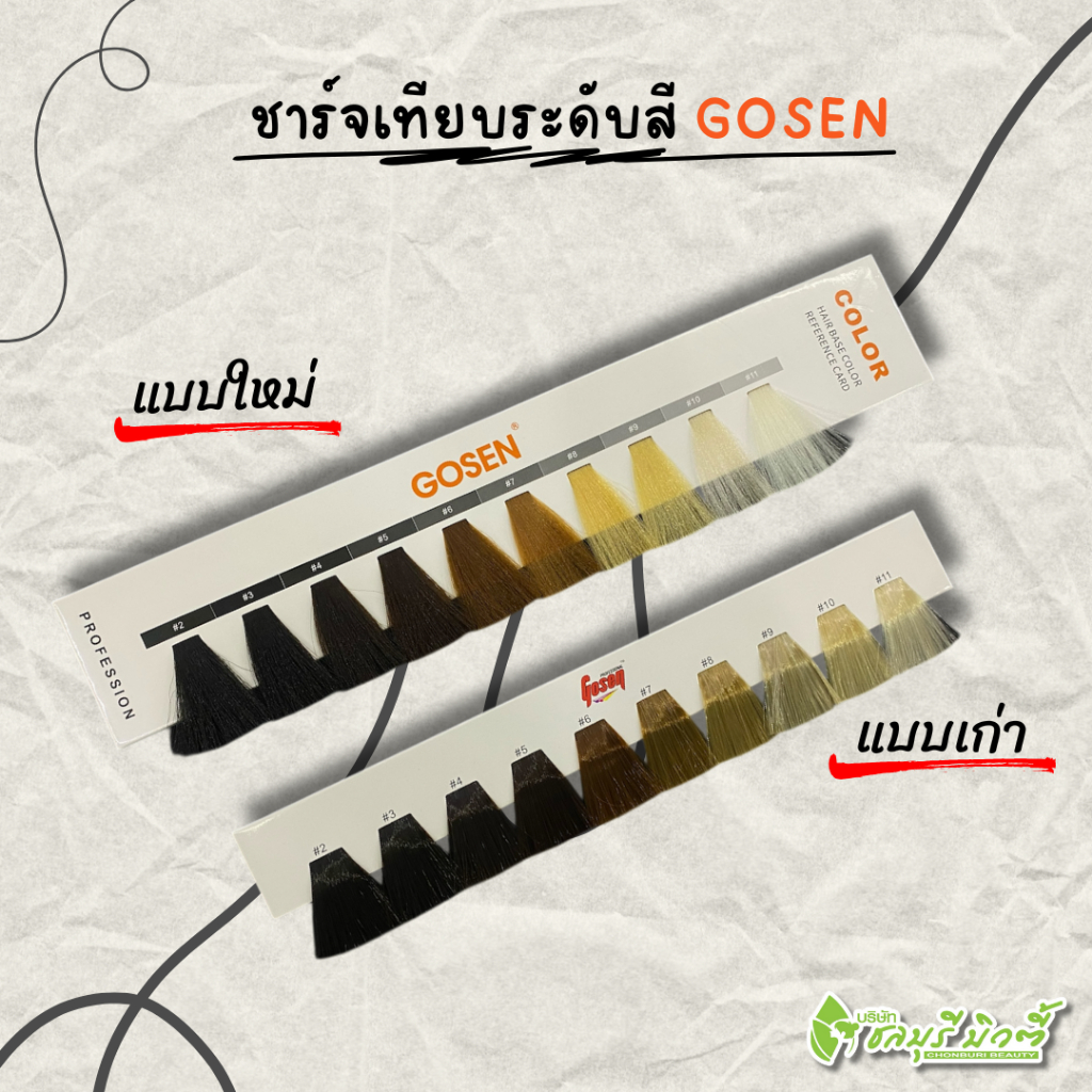 Gosen ชาร์ทเทียบระดับสีผมโกเซ็น ( แบบใหม่ )