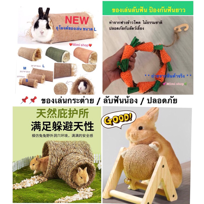 💥NEW💥อุโมงค์ของเล่น/ พวงแครอทลับฟัน / บอลหมุน ของเล่นน้องกระต่าย  หนู 🐰🐹💕