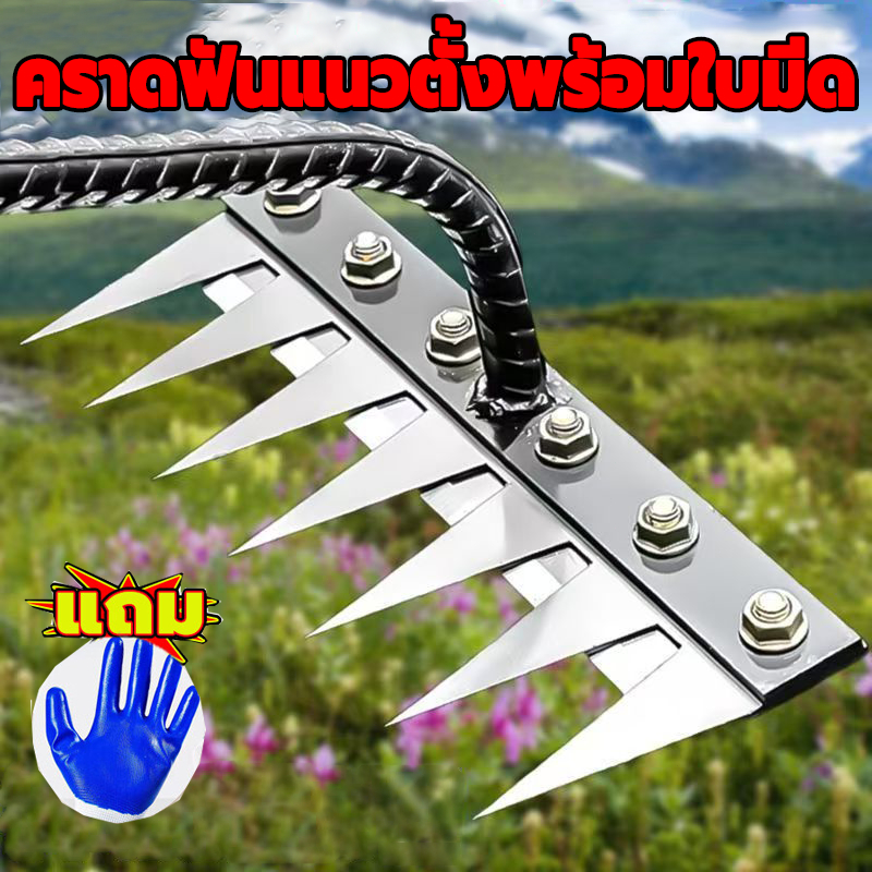 📢อุปกรณ์ทำสวนครบชุด🧑‍🌾 คราด คราดหญ้า คราดเหล็ก 7ฟัน 8ฟัน คาดหญ้าเหล็ก คราดมีด้าม ใช้ขุดดิ จอบเอนกประ อุปกรณ์ทำสวน