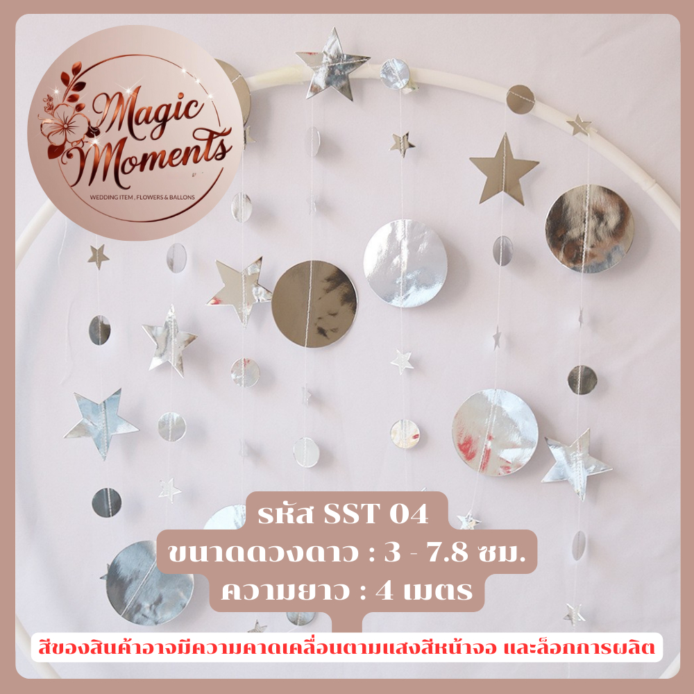 ธงกระดาษ ธงประดับ งานปาร์ตี้ งานวันเกิด รูปต่างๆ เช่น ดาว ผีเสื้อ ดวงดาว - รูปที่ 3