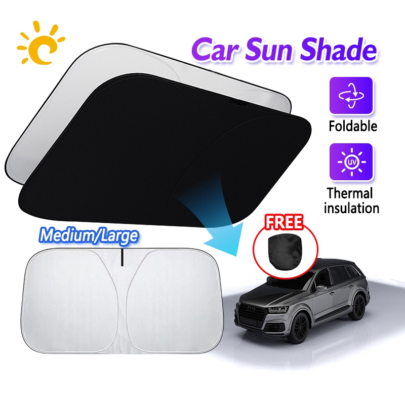 ม่านบังแดดรถยนต์ ร่มกันแดดในรถยนต์ ด้านหน้า กันรังสี UV ที่บังแดดรถยนต์