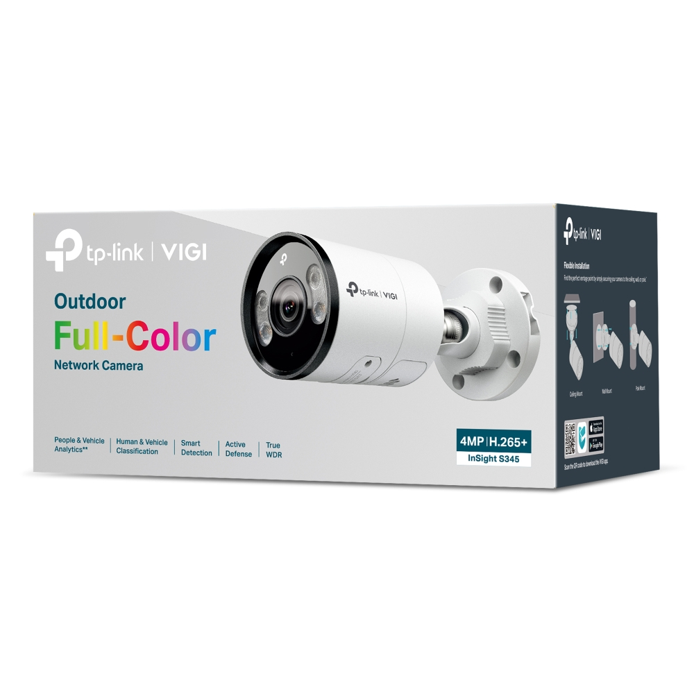 TP-Link InSight S345 (4mm)(2.8mm) กล้องวงจรปิด 4MP กันน้ำกันฝุ่น IP67 ใช้งานภายนอก ภาพสี 24 ชั่วโมง -3 Yers