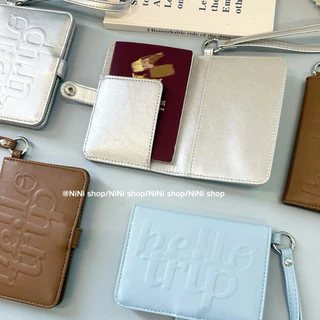 [พร้อมส่งในไทย] Passport Holder - ปกพาสปอร์ต hello trip สไตล์มินิมอล พร้อมสายคล้อง