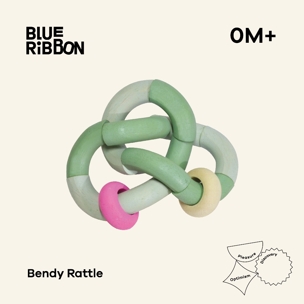 Blue Ribbon Toys ของเล่นไม้ยืดหยุ่น(Bendy Rattle) เขย่า บิด ดึงได้ กระตุ้นประสาทสัมผัส & การมองเห็น