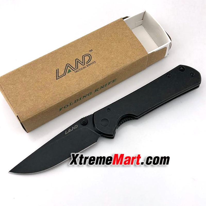 Land รุ่น 811 ของแท้100% สแตนเลส 8Cr14MOV  ระบบ Liner Lock Stainless Steel (ใบดำ ด้ามดำ)