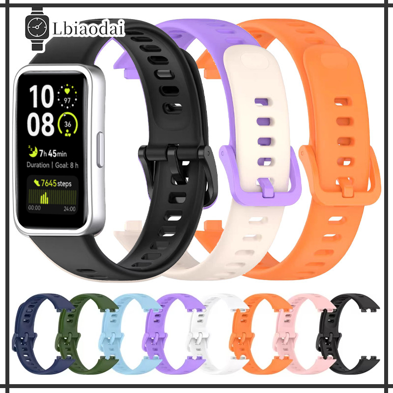สายนาฬิกา for Huawei Band 10 9 8 NFC ยางซิลิโคนอ่อนนุ่มกีฬาปรับสายคล้องคอสายคล้องคอสายอุปกรณ์เสริม for Huawei Band 10 9