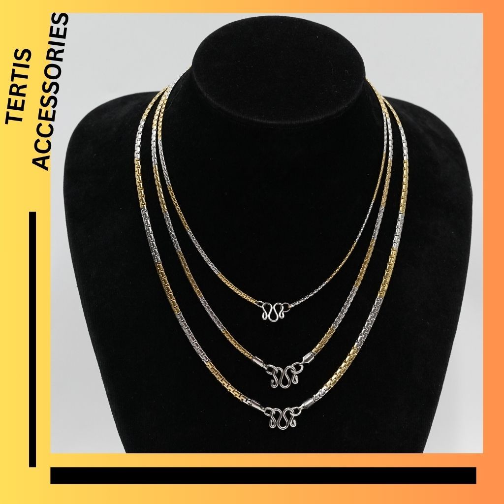 BCR 2 สี สร้อยสแตนเลส 100% แฟชั่น สร้อยคอ สร้อยพระ แขวนพระ  ไม่ลอก ไม่ดำ