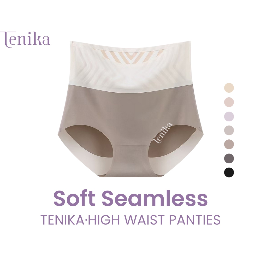 TENIKA กางเกงในผู้หญิง นไร้ขอบ เอวสูง  กางเกงชั้นในชุดกระชับสัดส่วนเอวสูง Ice Silk ระบายอากาศได้ดี Panties